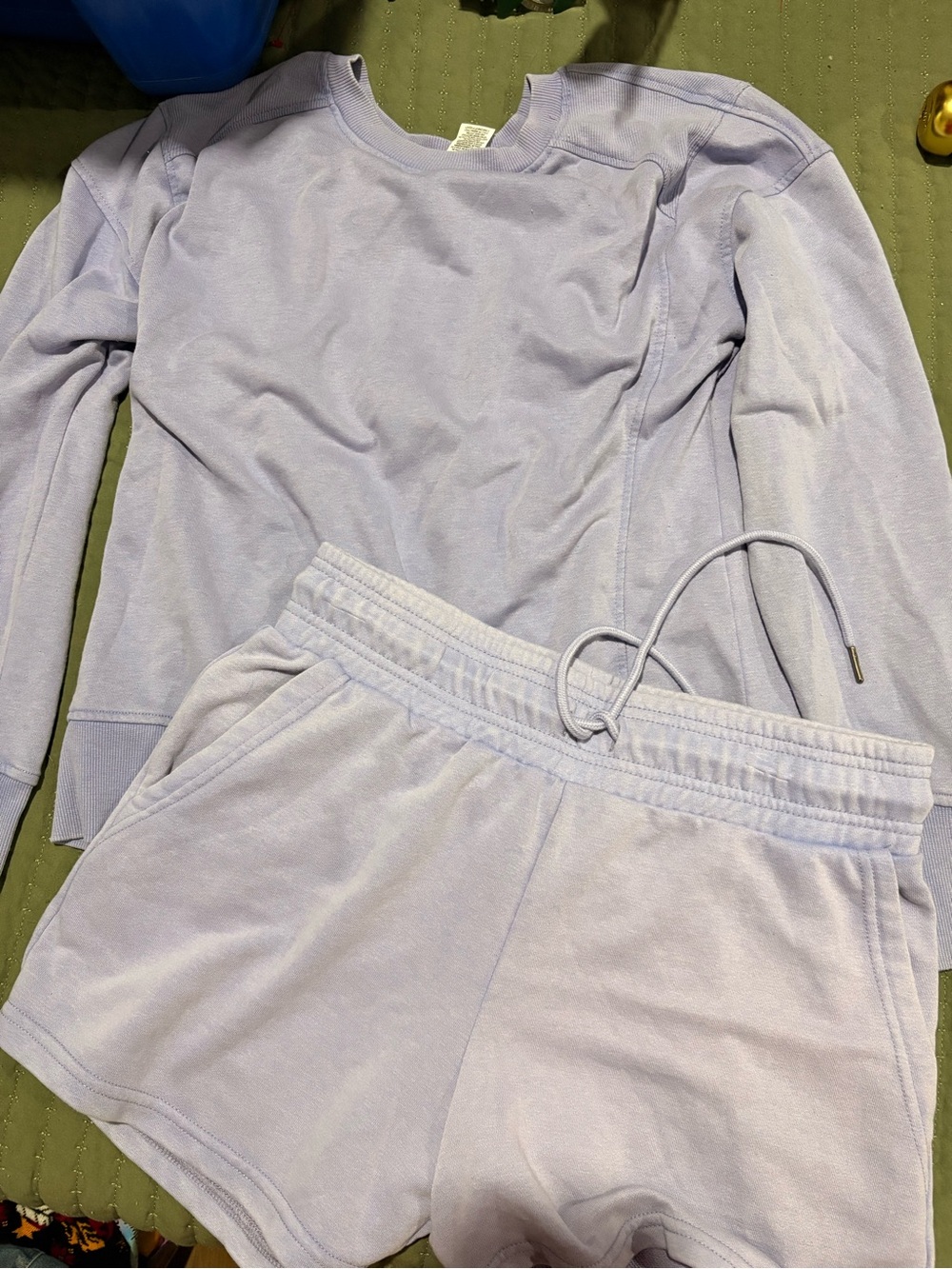 RBX Lavender Long-Sleeve Lounge Top and Drawstring Shorts
